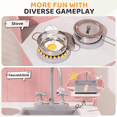 thumbnail image 5 of TLSUNNY Toddler Play Kitchen, 30 INCHES Height, with Sink, Clicking Knobs & 5Pcs Cookware, Ideal Gift for Little Girls, 5 of 10