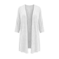 thumbnail image 4 of Lenpel Womens Fall Cardigans Ribbed Knit 3/4 Sleeve Open Front Casual Lightweight Outerwear Flowy Comfy Soft Solid Color Coats(White,X-Large), 4 of 6