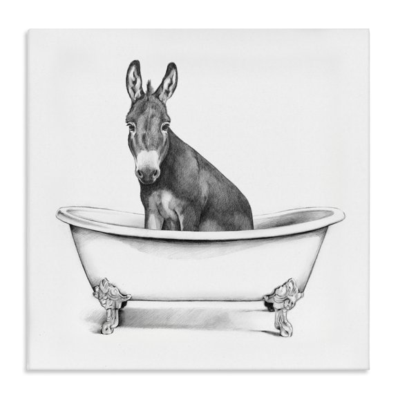 Stupell Industries Rustic Lodge Donkey in Bathtub Sketch Canvas Art, 17 x 17, by Victoria Borges