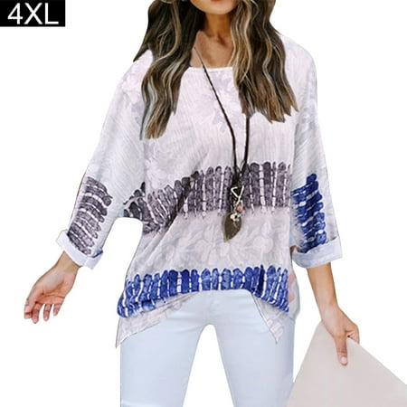 

Viugreum Round Neck Bat Sleeve Printing Long-sleeved T-shirt