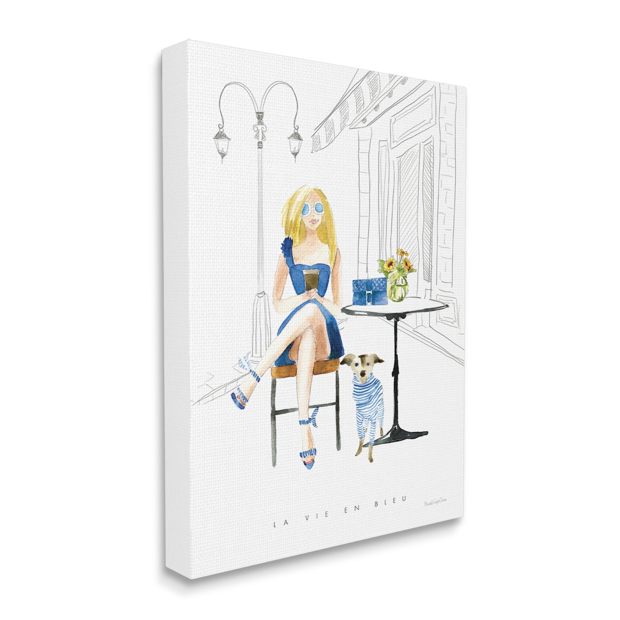 Stupell Industries La Vie En Bleu Parisian Glam Phrase Female, 30 x 40,Design by Mercedes Lopez Charro