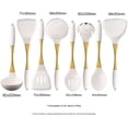 thumbnail image 2 of 8-Piece White Kitchen Utensil Set with Gold Handles, Stainless Steel Cooking Tools, Includes Spatulas, Ladle, Spoons for Nonstick Cookware (Gold and White), 2 of 8