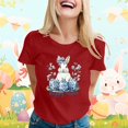 thumbnail image 2 of Alun Easter Bunny Ears Stethoscope Short Sleeve T Shirts Easter Nurse Bow Graphic T-Shirt for Women Casual Crew Neck Festival Printed Tee Tops Spring Summer Clothing 2-Red XXXL, 2 of 4