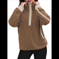 thumbnail image 1 of Sudadera de Mujer con Media Cremallera, Suave y Extragrande, con Bolsillos, Cálida y Afelpada. Marrón XL, 1 of 8