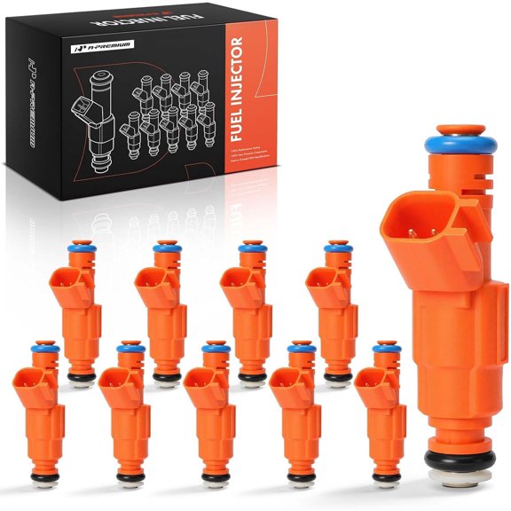A-Premium Fuel Injectors Compatible with Ford F-250 F-450 F-550 Super Duty Excursion E-350 E-450 Econoline Super Duty Club Wagon V10 6.8L Gas Set of 10 Replace# 0280155917