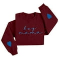 thumbnail image 4 of UJNDER Women's Crewneck Sweatshirt Mom Embroidered Letter Print Pullover Long Sleeve Funny Wine XXL, 4 of 4