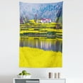 thumbnail image 1 of Yellow Flower Tapestry, Rural Spring Scenery in Northern Shaanxi China Blossoming Farmland, Fabric Wall Hanging Decor for Bedroom Living Room Dorm, 5 Sizes, Hunter Green Yellow, by Ambesonne, 1 of 1