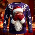 thumbnail image 2 of XIAOCHA Men's Crew Neck Sweatshirt Long Sleeve Santa Graphic Print Holiday Pullover Top, Dark Purple, Sizes XXXXXL, 2 of 4