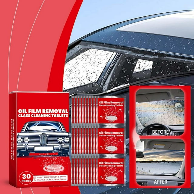 LEEYNEER 30 Pcs Car Windshield Washer Fluid Tablets Concentrated Vehicle Windscreen Wiper Fluid Solid Automotive Window Glass Cleaner Accessories Universal for SUV Sedan Truck (1box*