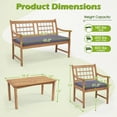thumbnail image 3 of Costway 4 PCS Wood Patio Furniture Set with Soft Seat Cushions Solid Acacia Wood Frame Gray, 3 of 10