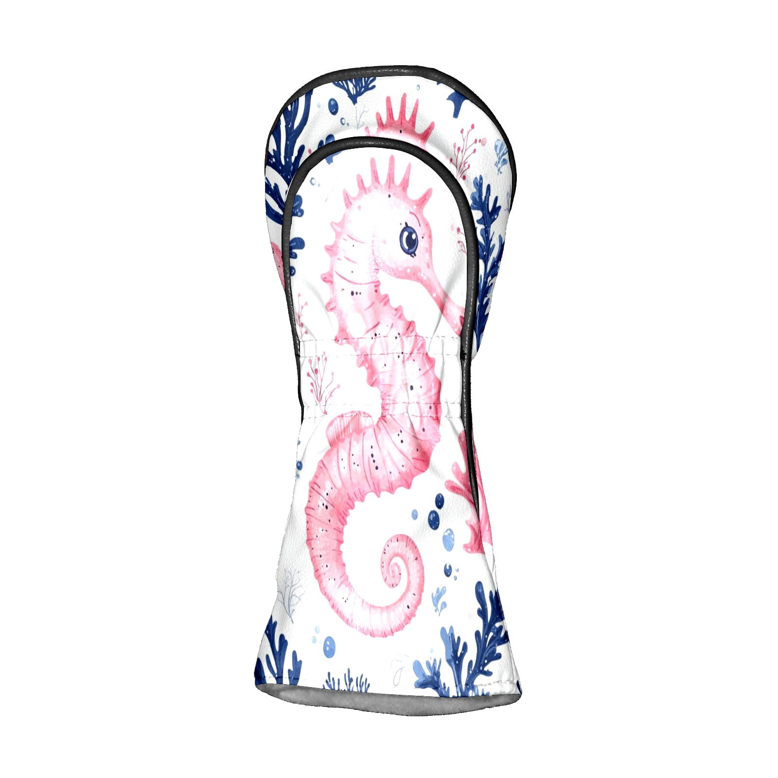 Golf Club Covers PU Leather Waterproof Head Covers for Fairway Woods Hybrids Seahorse Pattern Unisex Fits Most Brands