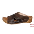 thumbnail image 4 of Womens Comfortable Open Toe Wedge Slide Sandals Coffee Vegan Faux Leather Wedge Heel Supports Arch,Size 6.5, 4 of 9