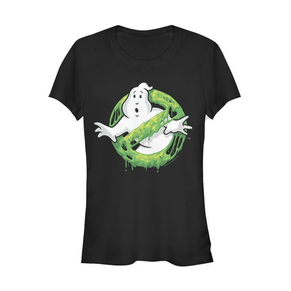 Junior's Ghostbusters Slime Logo  Graphic Tee Black Large