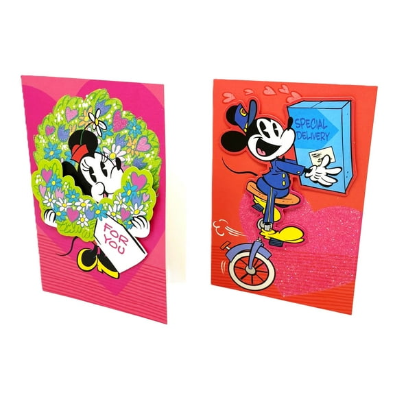 Disney Mickey & Minnie Mouse 3D Valentines Day Cards - Pack of 6