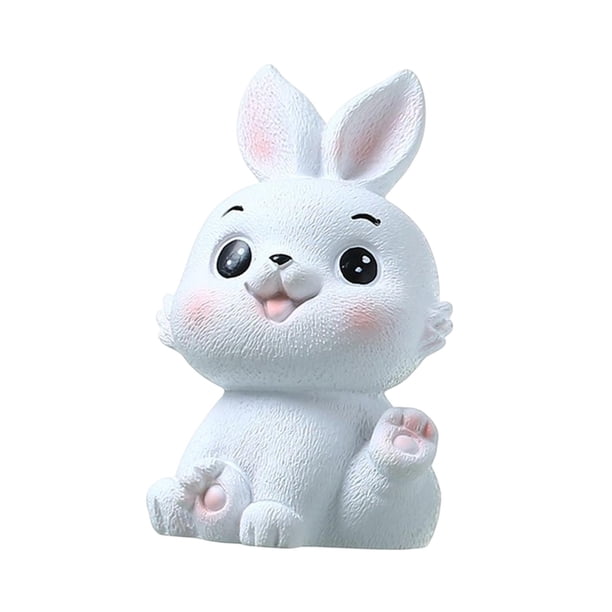 Estatua de conejo en miniatura, figura de conejo, escultura de resina animal para decoración de escritorio Estilo C