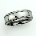 thumbnail image 2 of Men's Women's Tungsten Wedding Band Engagement Ring 8mm High Polished Semi-Domed with Rope Stainless Steel Inlaid Sides, 2 of 4