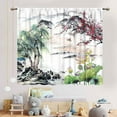 thumbnail image 3 of Asian Curtains for Bedroom, Traditional Ink Painting Nature Landscape Mountains Cherry Blossoms Floral Oriental Art Japanese Style Kitchen Living Room Bathroom Window Drapes Curtains Set, 42"x54" Inch, 3 of 5