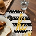 thumbnail image 3 of Spring Bees Daisy Round 13 Inch Placemats Set of 8, Rustic Tulips Dots Black Striped Burlap HeatResistant Non Slip Place Mats for Dining Table, Wipeable Braided Kitchen Table Mats for Housewarming, 3 of 9