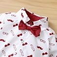 thumbnail image 4 of 12 Months Baby Boys Summer 2PCS Outfits 18 Months Toddler Boys Gentleman Outfits Short Sleeve Beard Print Lapel Romper Top Overall Shorts Set Red, 4 of 7