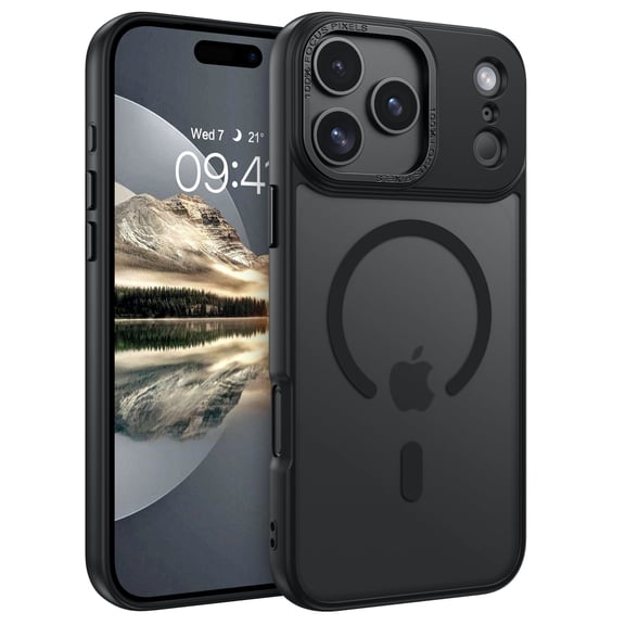 DOMAVER Magnetic iPhone 17 Pro Case (6.3") - Slim Fit Matte Translucent Cover | MagSafe Compatible | Shockproof Anti-Yellowing | Black