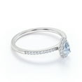 thumbnail image 3 of JeenMata 0.5 Carat Teardrop Created Aquamarine Halo Dainty Ring in 18k White Gold over Silver, 3 of 6