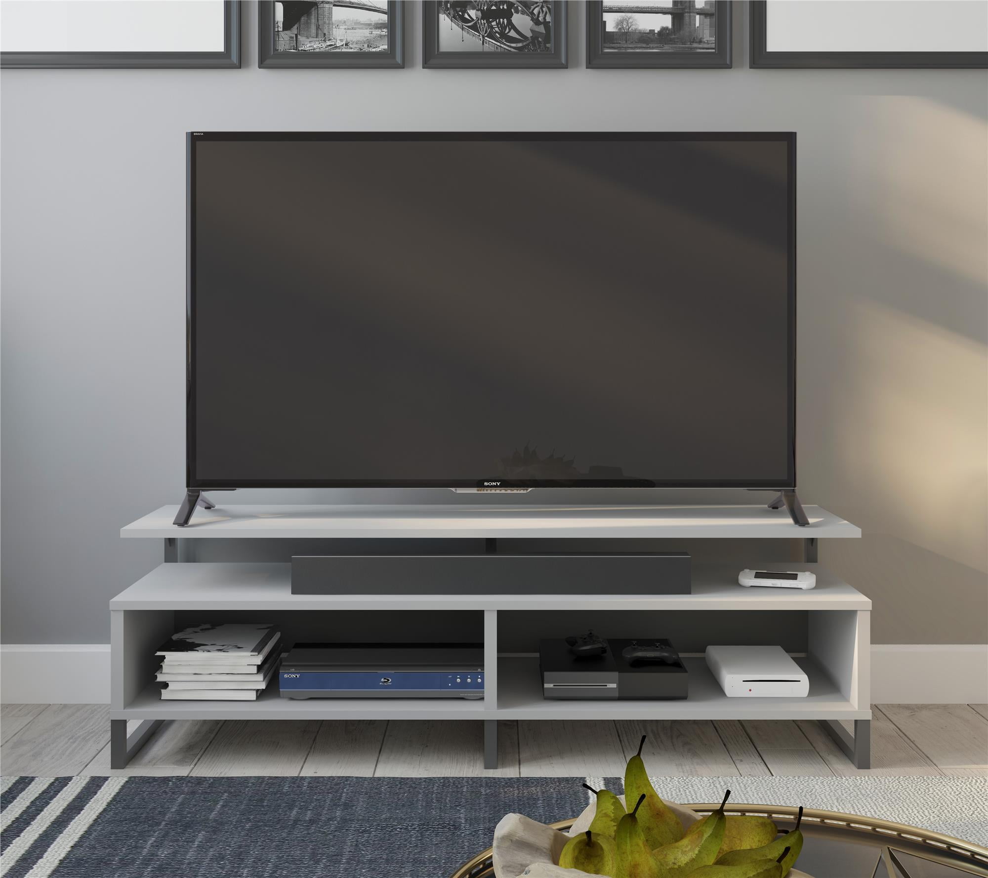 Ameriwood Home Whitburn Tv Stand For Tvs Up To 65 Black Oak Walmart Com Walmart Com