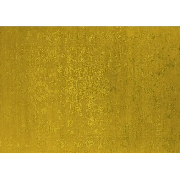 Ahgly Company Machine Washable Indoor Rectangle Oriental Yellow Industrial Area Rugs, 8' x 10'