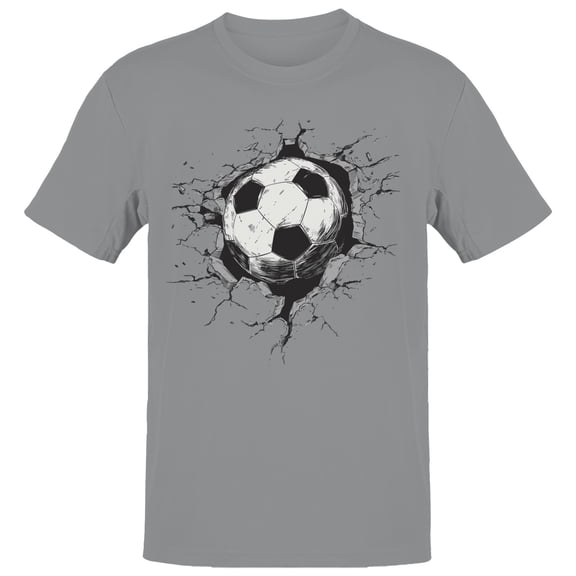 Soccer Ball Crashing Men's Sport Grey T-shirt