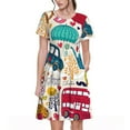 thumbnail image 1 of Disketp London Symbols para Vestido de Manga Corta para Mujeres, Vestidos de Verano para Mujeres, Casual y Holgado para la Playa, 1 of 6