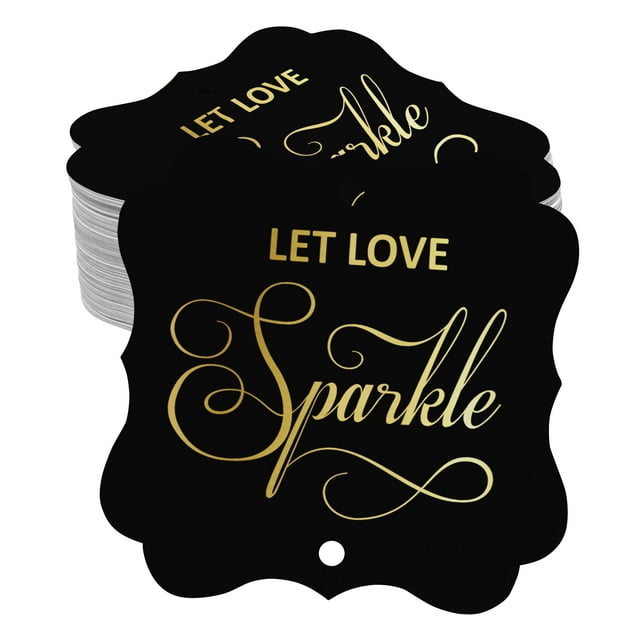 Inkdotpot Hang Tags Let Love Sparkle Wedding Favor Bracket Shape Gift Tags Real Gold Foil Bonbonniere Tag Pack Of 50