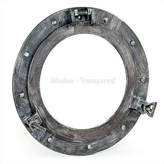 Nagina International 12" Rustic Black Patina Porthole Window | Vintage Ship Decor Mirror | Pirate Gift | Black Chick Stylish Old Fashioned Wall & Door Fixtures Windows