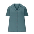 thumbnail image 5 of Taqqpue Womens Shirts Solid Color Lapel V-Neck Button Down Short Sleeve Blouse Tops Loose Fit Casual Plus Size Tees with Pockets, 5 of 6