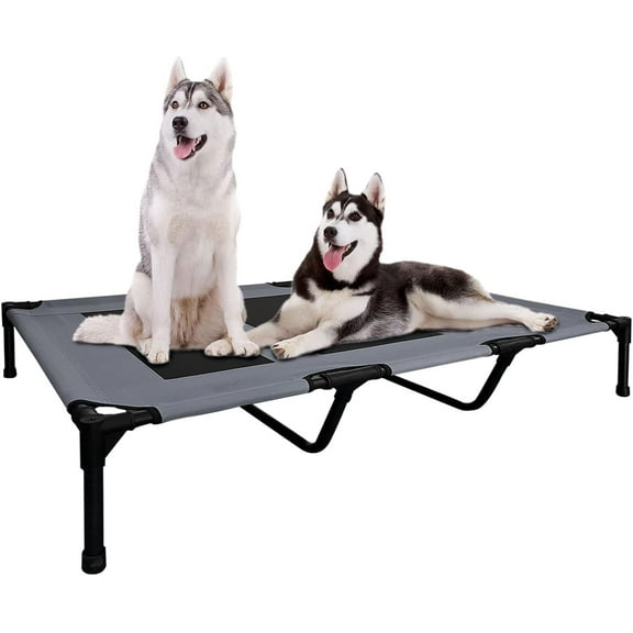 Elevated Dog Bed - Heavy Duty Dog Cot, Washable Raised Dog Bed with Chew Proof Mesh and Metal Frame, Portable Dog Bed for Outdoor Use, Dog Cots Beds for X-Large Dogs, Grey