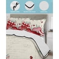 thumbnail image 3 of Quilt King Size Bedding Set, Red Pink Valentine's Reversible Summer Quilt 3 Pieces, Vintage Love Heart Eucalyptus Leaves Lightweight Bedspreads Coverlets with 2 Pillow Shams for All Seasons, 3 of 5