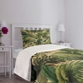thumbnail image 2 of Ambesonne Green Quilted Bedspread Set 2 Pcs, Modern Exotics Palm Tree Leaf, Twin Size, Khaki Teal Pastel Brown, 2 of 4