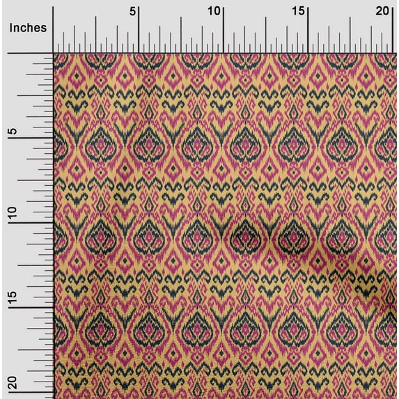 oneOone Cotton Poplin Fabric Diamond & Swirl Ikat Printed Craft Fabric BTY 42 Inch Wide