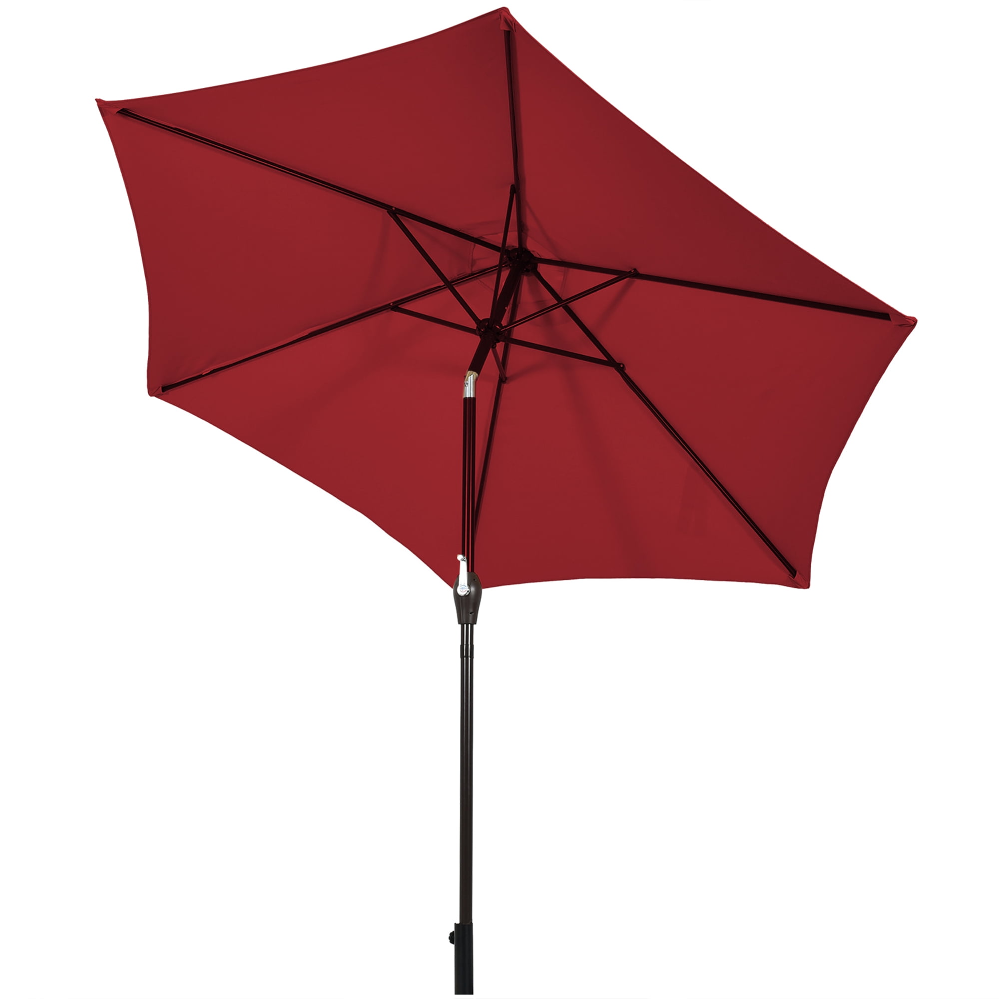 Gymax 10 ft Patio Umbrella Market Table Umbrella Yard Outdoor w/ 6 Ribs Burgundy