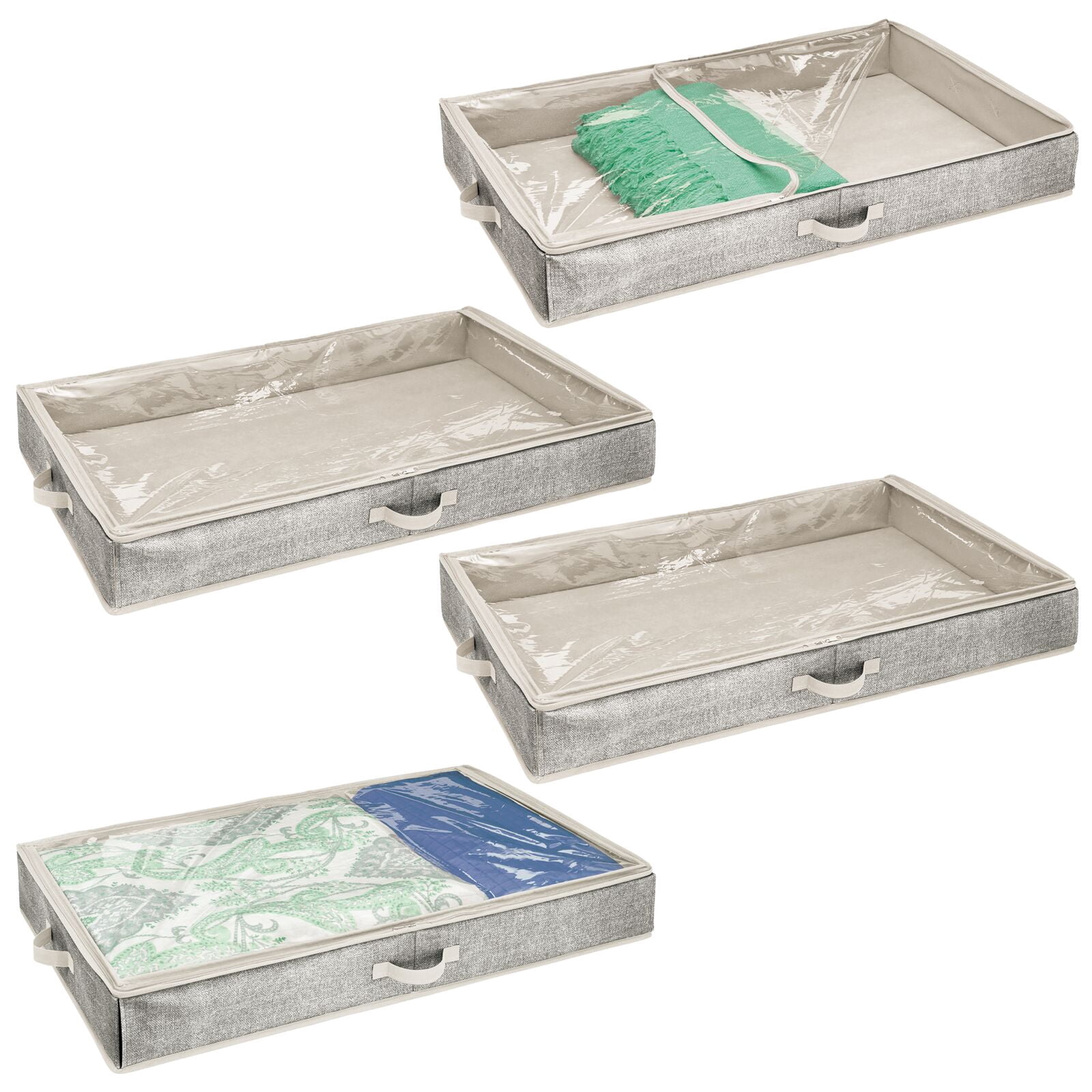 mDesign Soft Fabric Under Bed Storage Organizer Holder Bag for Clothing