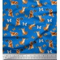 thumbnail image 1 of Soimoi Blue Moss Georgette Fabric Insect & Cat Animal Printed Craft Fabric by The Yard 42 Inch Wide, 1 of 1