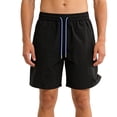 thumbnail image 2 of lcziwo Men Shorts with Pockets Summer Outdoor Elastic Waist Beach Shorts Hiking Fishing Casual Drawstring Dress Shorts Black L, 2 of 9