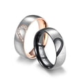 thumbnail image 4 of Anillo de compromiso de pareja con forma de corazón de acero inoxidable, anillo de cola de pareja con diamantes incrustados, 4 of 6