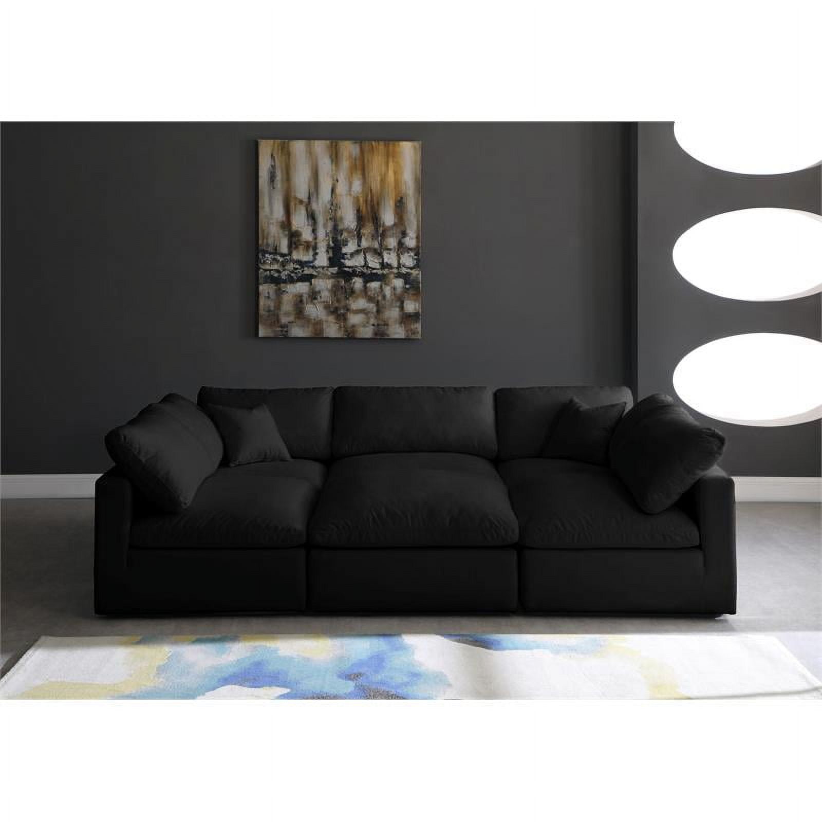 Meridian Furniture Plush Standard Black Velvet Modular Sectional