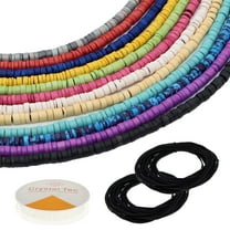 Fun-Weevz 3000 Clay Disc Beads, Thin Ceramic Heishi Style Spacer Bead Strands (Thin Earthy Tones)
