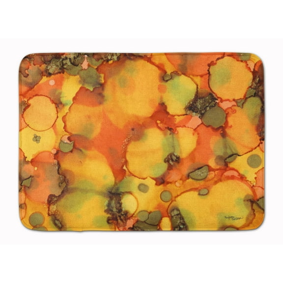 Abstract in Orange and Greens Machine Washable Memory Foam Mat