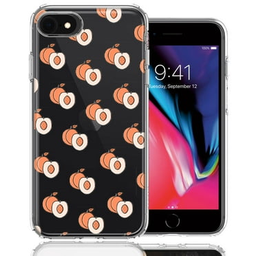MUNDAZE For Apple iPhone 6/7/8/SE Polka Dot Peaches Design Double Layer Phone Case Cover