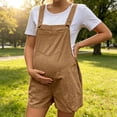 thumbnail image 2 of Frostluinai Women's Maternity Jumpsuits Linen Overall Shorts Pregnancy Summer Vacation Rompers with Pocket for going out vacation, 2 of 9
