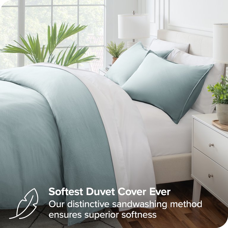 Bare Home Sandwashed Duvet Cover Set - Ultra-Soft - Premium 1800