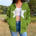 thumbnail image 2 of Xudanell Zip up Hoodie Women Baggy Sweatshirts Solid Color Stars Hoodies Plus Size Gym Clothes for Women Green XXL, 2 of 5