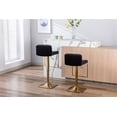 thumbnail image 7 of Swivel Velvet Bar Stool, Modern Adjustable Counter Height Bar Chair with Back and Golden Footrest, Upholstered Kitchen Island Bar Chairs for Living Room, Dining Room, Kitchen, Office, Black, 7 of 7