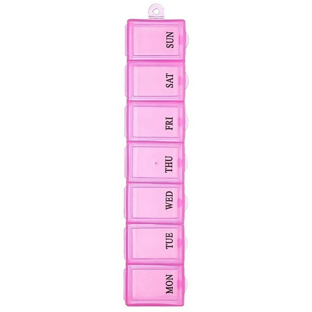 Langgg Travel 7 Day Weekly Pill Box Tablet Holder Dispenser Storage Organizer Pink 1Set